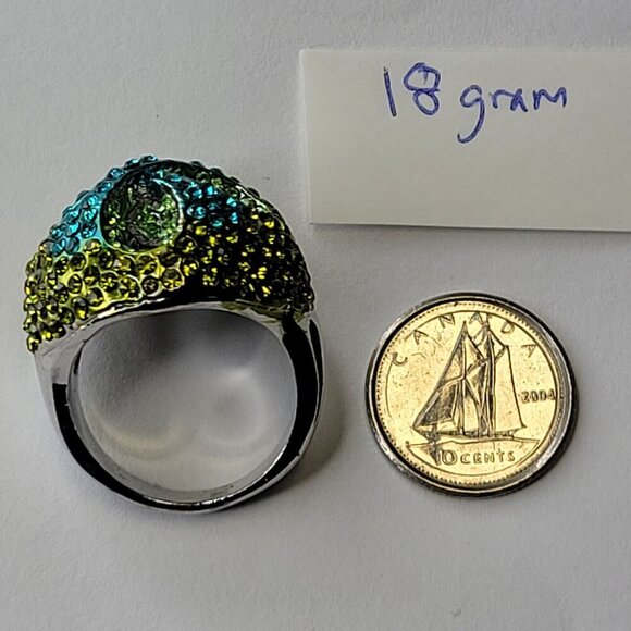 Aqua Green Rhinestone Ring SIZE 8 -Other sizes available - Picture 5 of 14